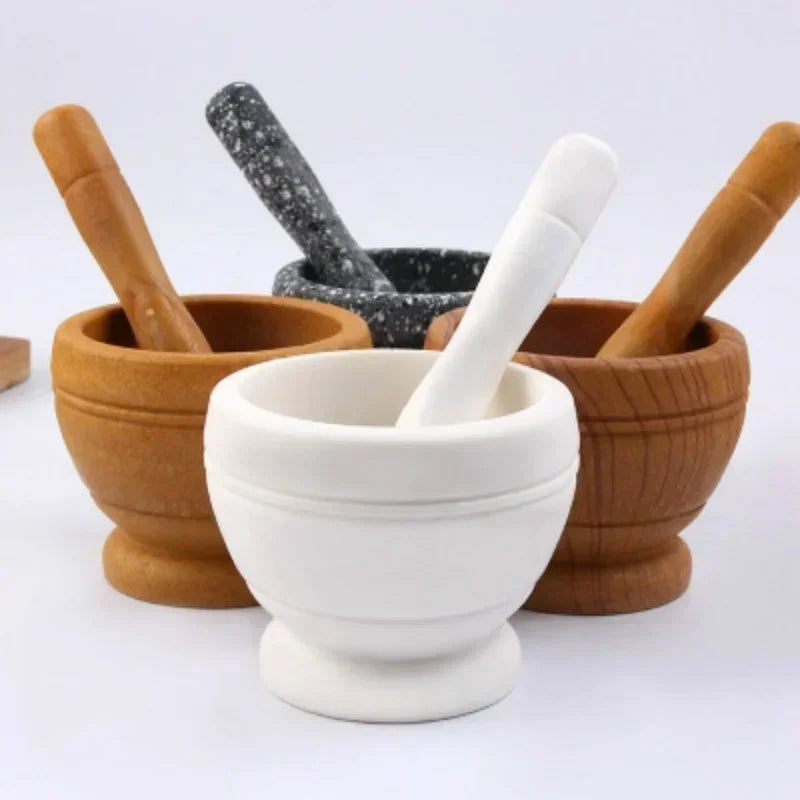 Resin Mortar and Pestle Spice Mixing Grinding Crusher Bowl Kitchen Tools
