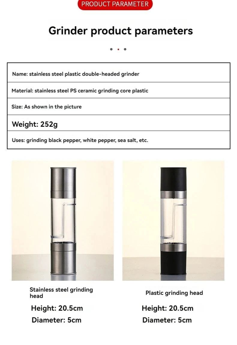 Salt and Pepper Grinder 2 in 1 Manual Stainless Steel