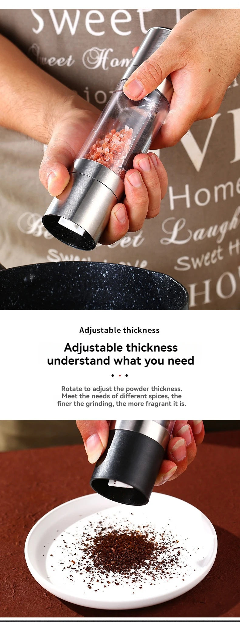 Salt and Pepper Grinder 2 in 1 Manual Stainless Steel