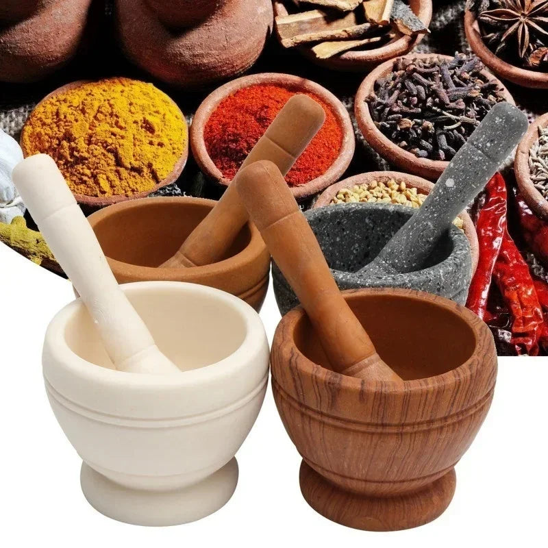 Resin Mortar and Pestle Spice Mixing Grinding Crusher Bowl Kitchen Tools