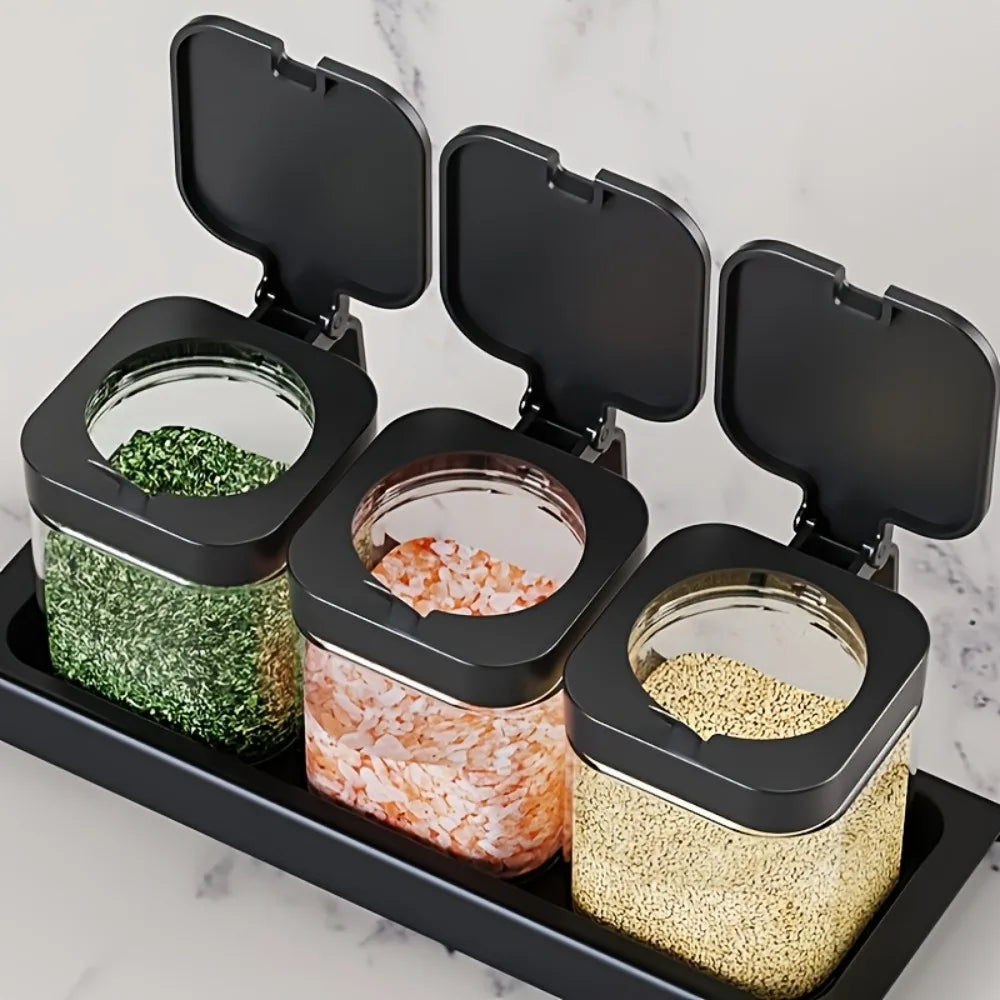 3pcs Glass Spice Jars with Spoon 10oz Glass Jars