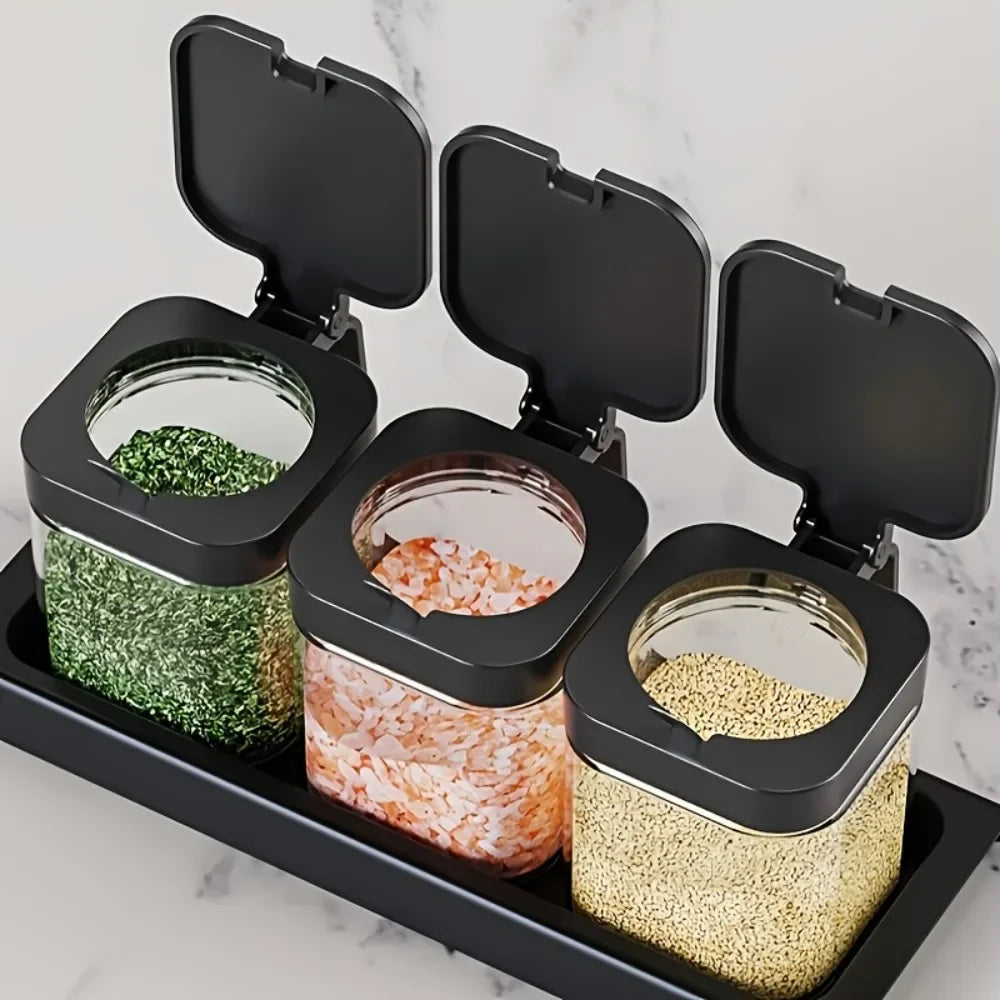 3pcs Glass Spice Jars with Spoon 10oz Glass Jars